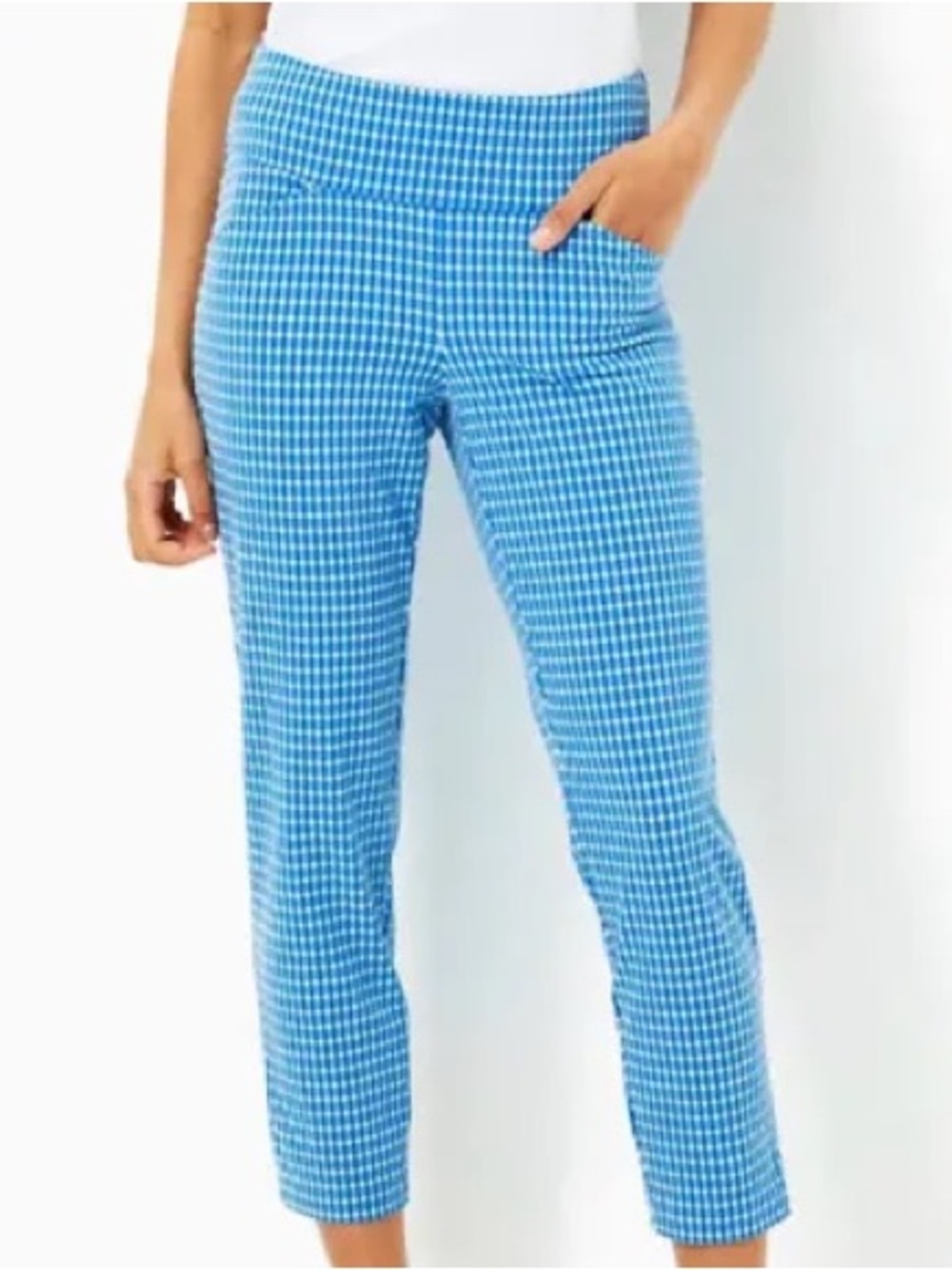 Lilly Pulitzer Blue Gingham Cropped Ankle Pants